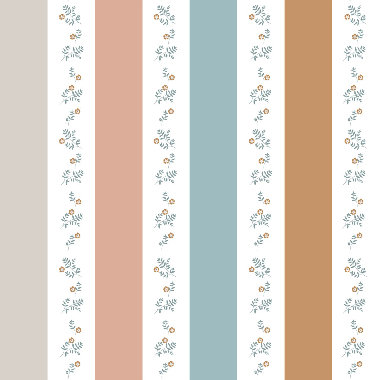 Portofino Colour Stripes with flowers Wallpaper
