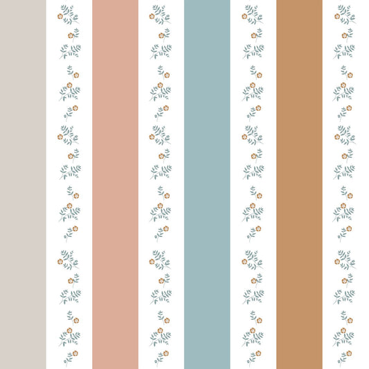 Portofino Colour Stripes with flowers Wallpaper