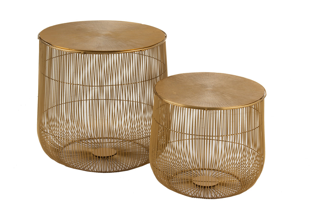 Gold Basket Set Of 2 Side Tables