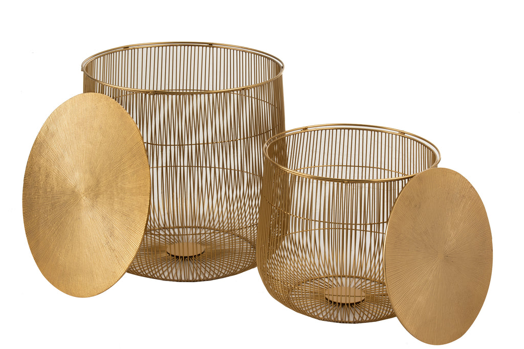 Gold Basket Set Of 2 Side Tables