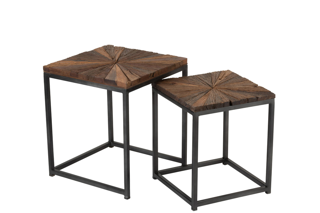 Shanil Set of 3 Side Tables Natural/Grey