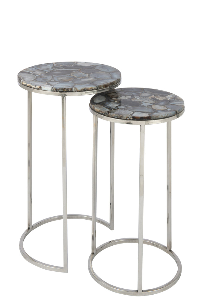 Set Of Two Side Tables in Agate Stone