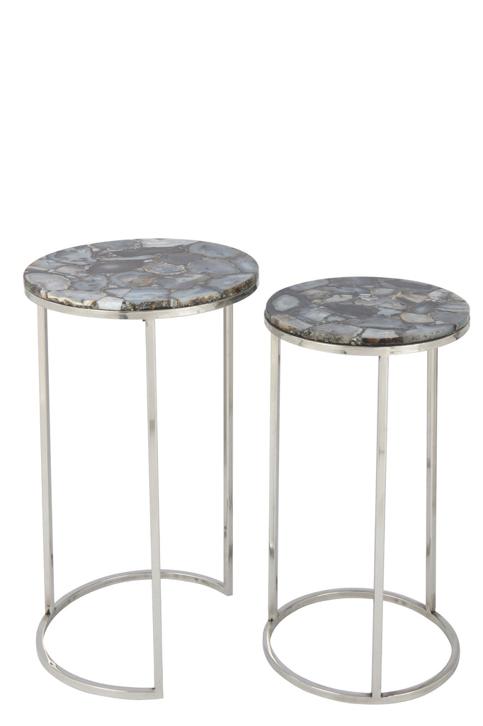 Set Of Two Side Tables in Agate Stone