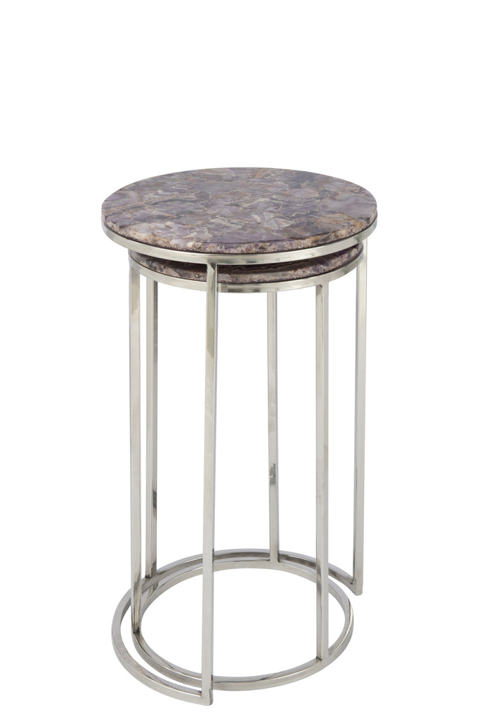 Set Of Two Side Tables in Amethyst Stone