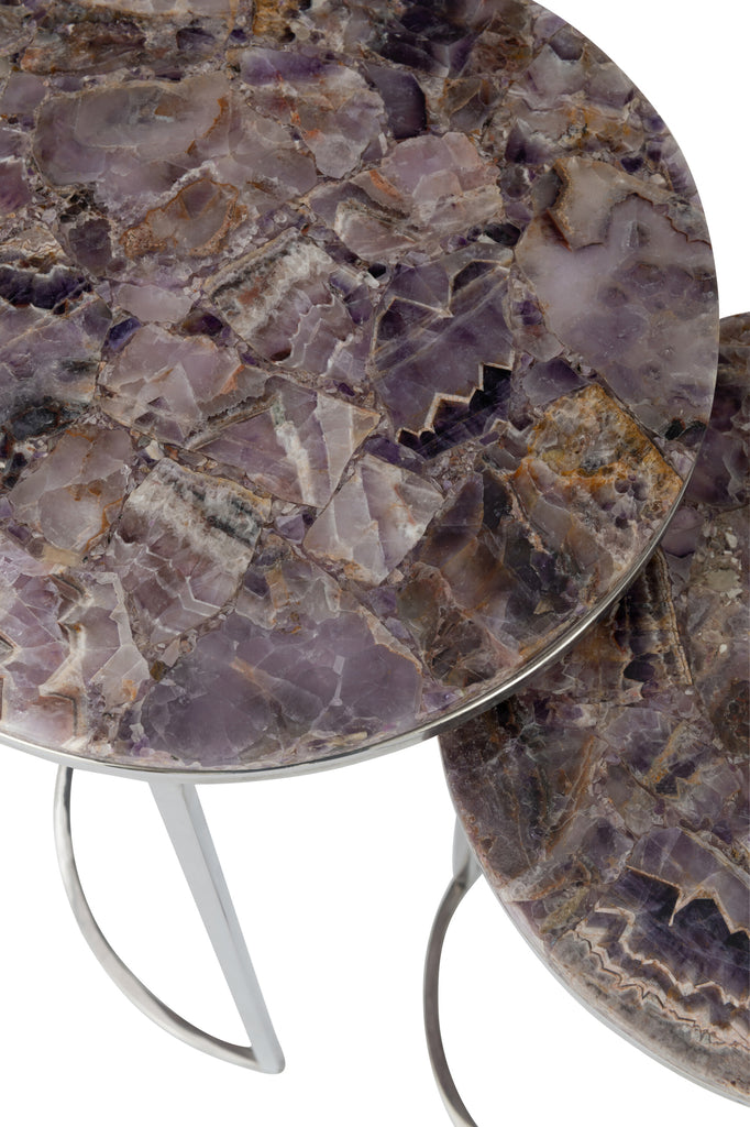 Set Of Two Side Tables in Amethyst Stone