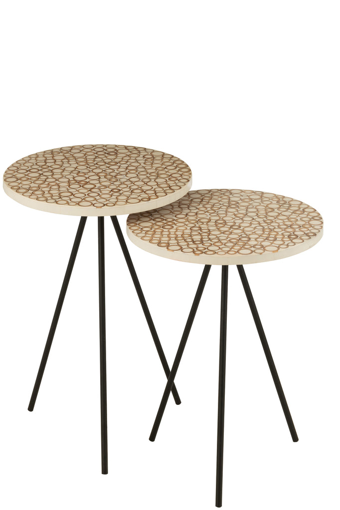 Set of 2 Round Resin Side Tables