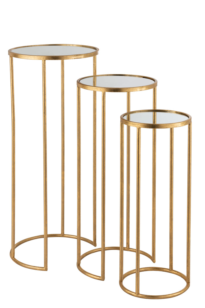 Leo Set of 3 Side Tables Mirror/Gold