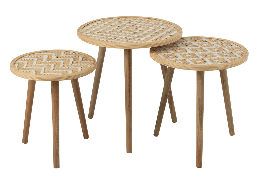 Patterns Set Of 3 Side Tables Bamboo