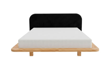 BORA Beech Floating Bed with Upholstered Headboard