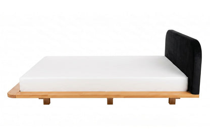BORA Beech Floating Bed with Upholstered Headboard