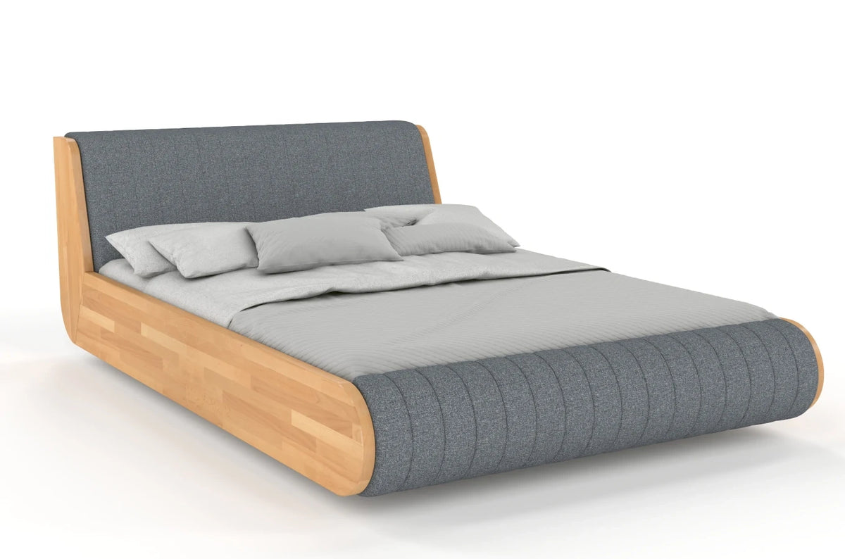 HARALD Beech Floating Bed with Upholstered Headboard