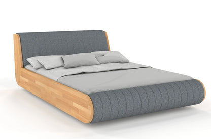 HARALD Beech Floating Bed with Upholstered Headboard