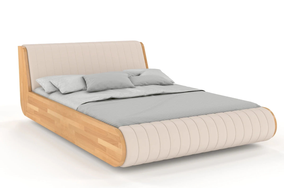 HARALD Beech Floating Bed with Upholstered Headboard