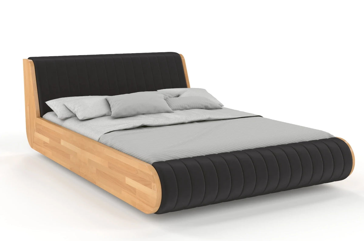 HARALD Beech Floating Bed with Upholstered Headboard