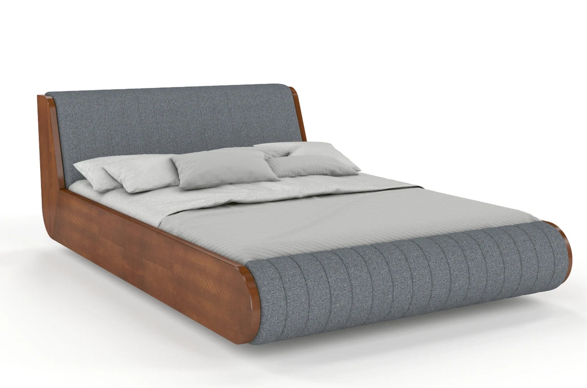 HARALD Beech Floating Bed with Upholstered Headboard