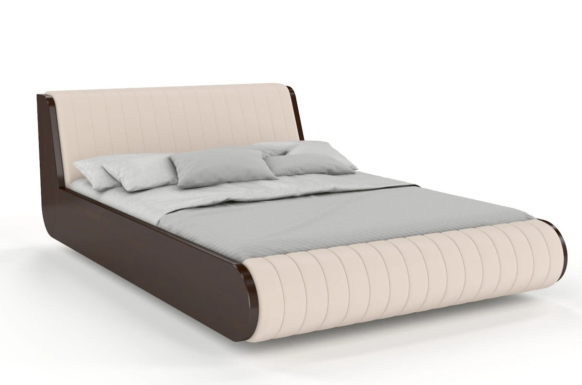 HARALD Beech Floating Bed with Upholstered Headboard