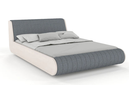 HARALD Beech Floating Bed with Upholstered Headboard