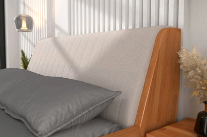 HARALD Beech Floating Bed with Upholstered Headboard