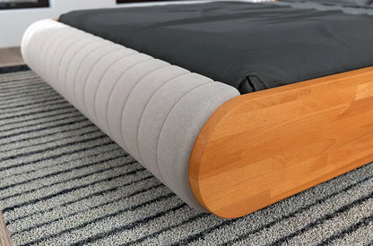 HARALD Beech Floating Bed with Upholstered Headboard
