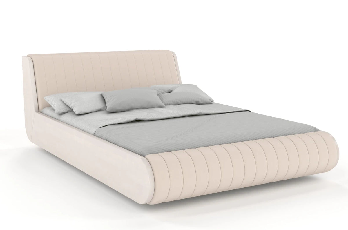 HARALD Beech Floating Bed with Upholstered Headboard