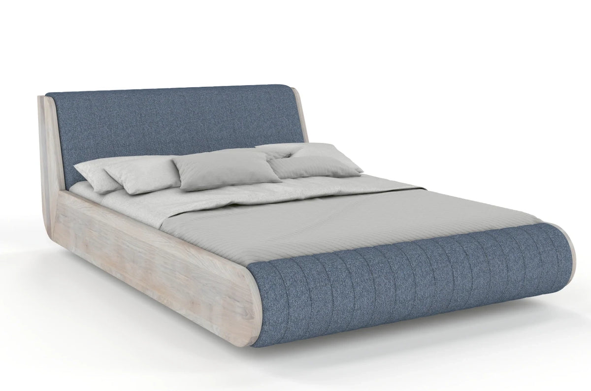 HARALD Oak Floating Bed with Upholstered Headboard