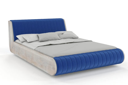 HARALD Oak Floating Bed with Upholstered Headboard
