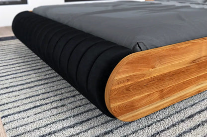HARALD Oak Floating Bed with Upholstered Headboard