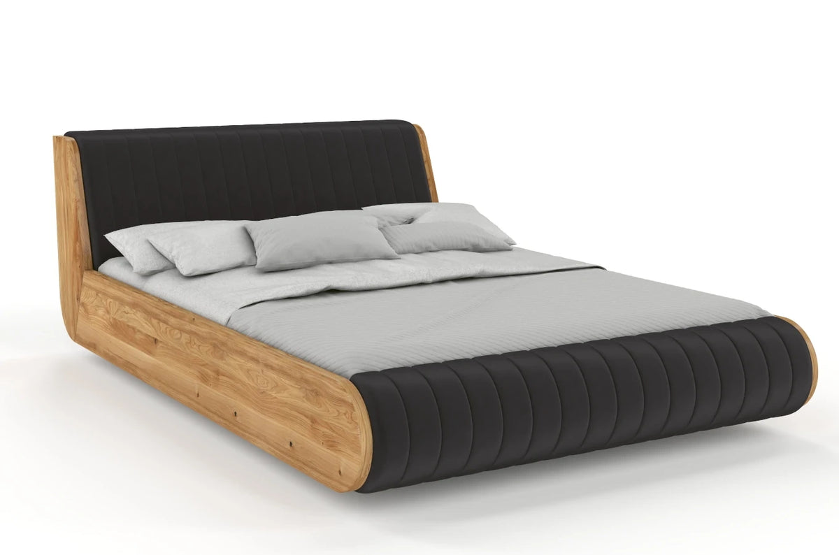 HARALD Oak Floating Bed with Upholstered Headboard