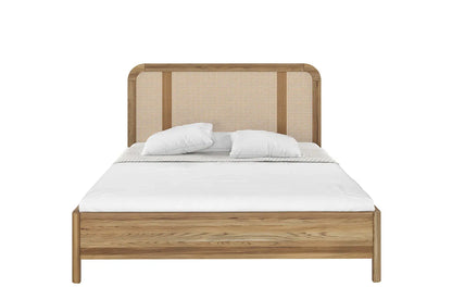 HARMARK Oak Bed with Rattan Details
