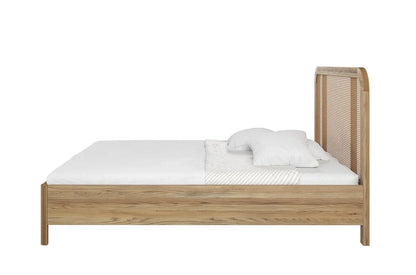 HARMARK Oak Bed with Rattan Details