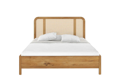 HARMARK Oak Bed with Rattan Details