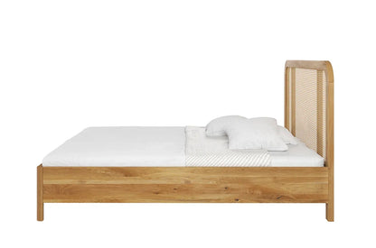 HARMARK Oak Bed with Rattan Details