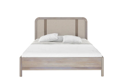 HARMARK Oak Bed with Rattan Details