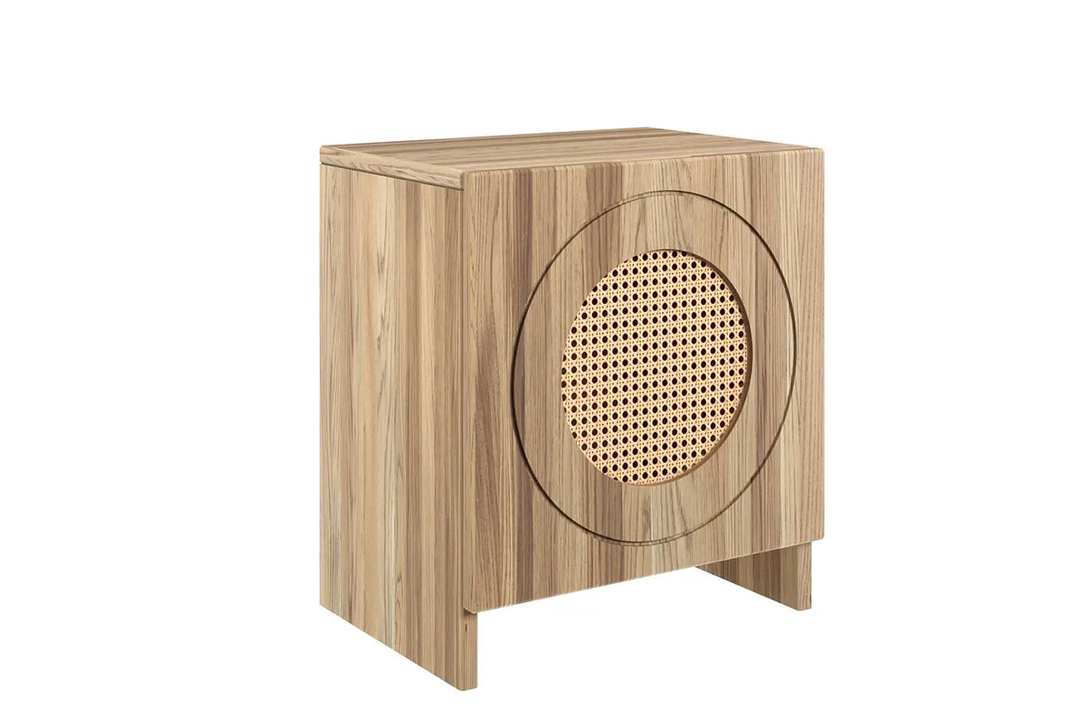 HARMARK Oak Bedside Table with Rattan