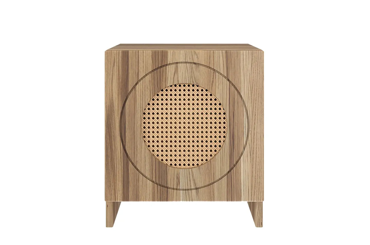 HARMARK Oak Bedside Table with Rattan