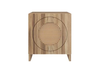 HARMARK Oak Bedside Table with Rattan