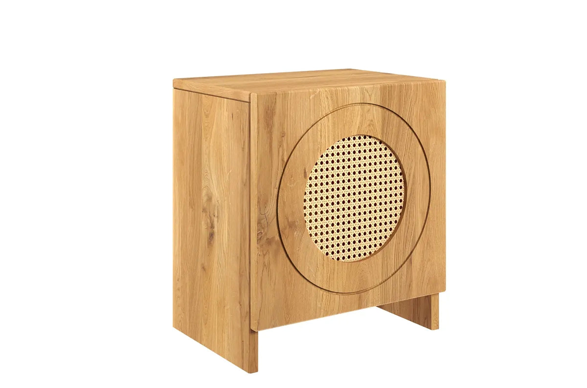 HARMARK Oak Bedside Table with Rattan