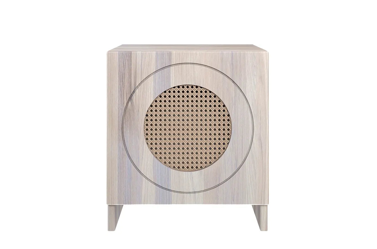 HARMARK Oak Bedside Table with Rattan