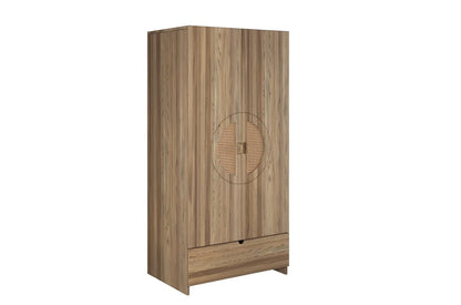 HARMARK Oak Wardrobe with Rattan Doors and Drawer