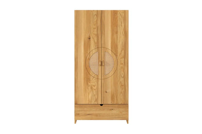HARMARK Oak Wardrobe with Rattan Doors and Drawer