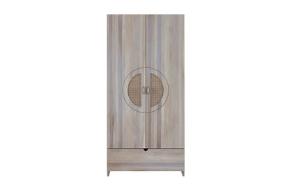 HARMARK Oak Wardrobe with Rattan Doors and Drawer