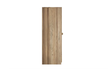 HARMARK Oak Wardrobe with Rattan Doors, Shelves and Drawer