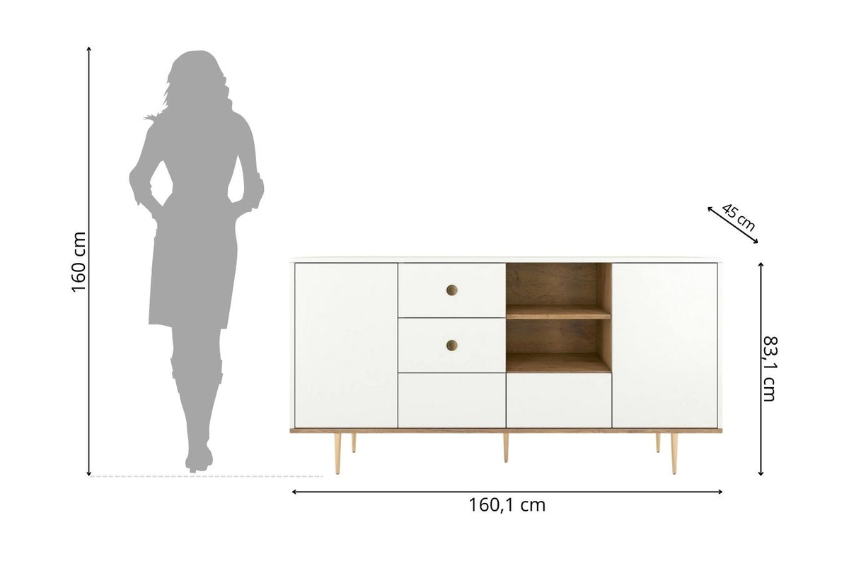 HARMONI White Chest of Drawers 160CM