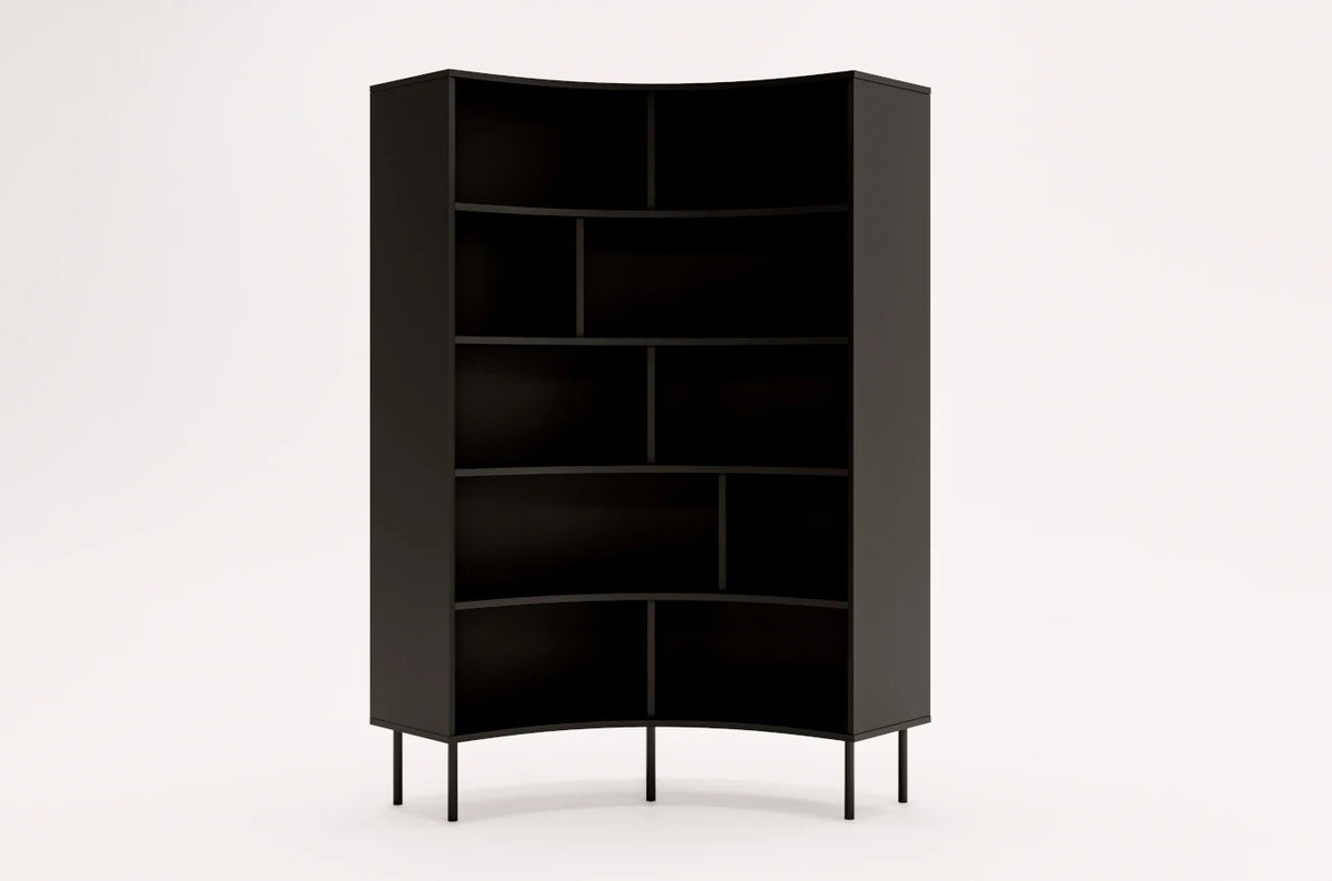 HORN Corner Bookcase 100CM with Black Legs Black