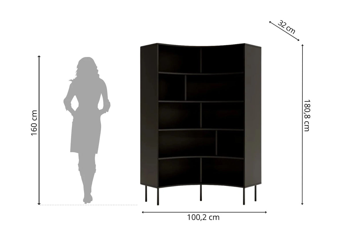 HORN Corner Bookcase 100CM with Black Legs Black