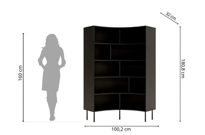 HORN Corner Bookcase 100CM with Black Legs Black