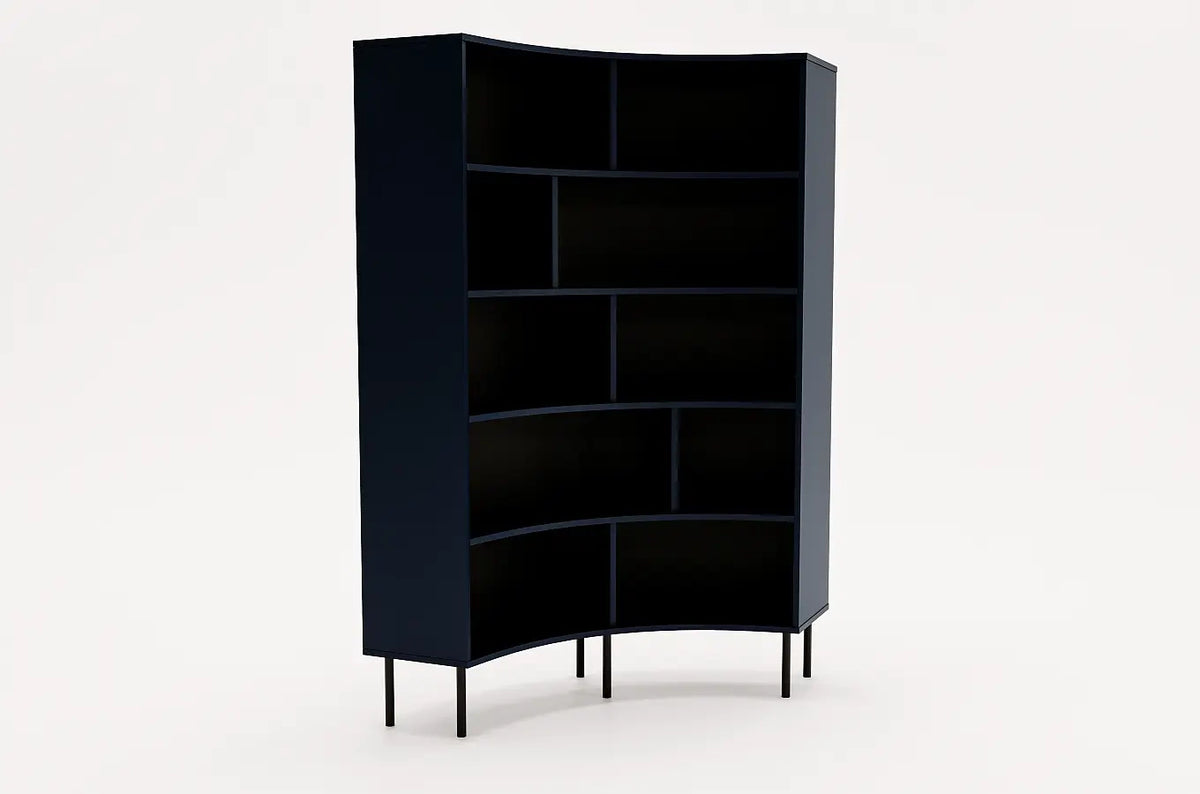 HORN Corner Bookcase 100CM with Black Legs Navy Blue