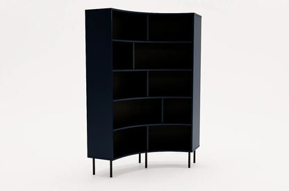 HORN Corner Bookcase 100CM with Black Legs Navy Blue