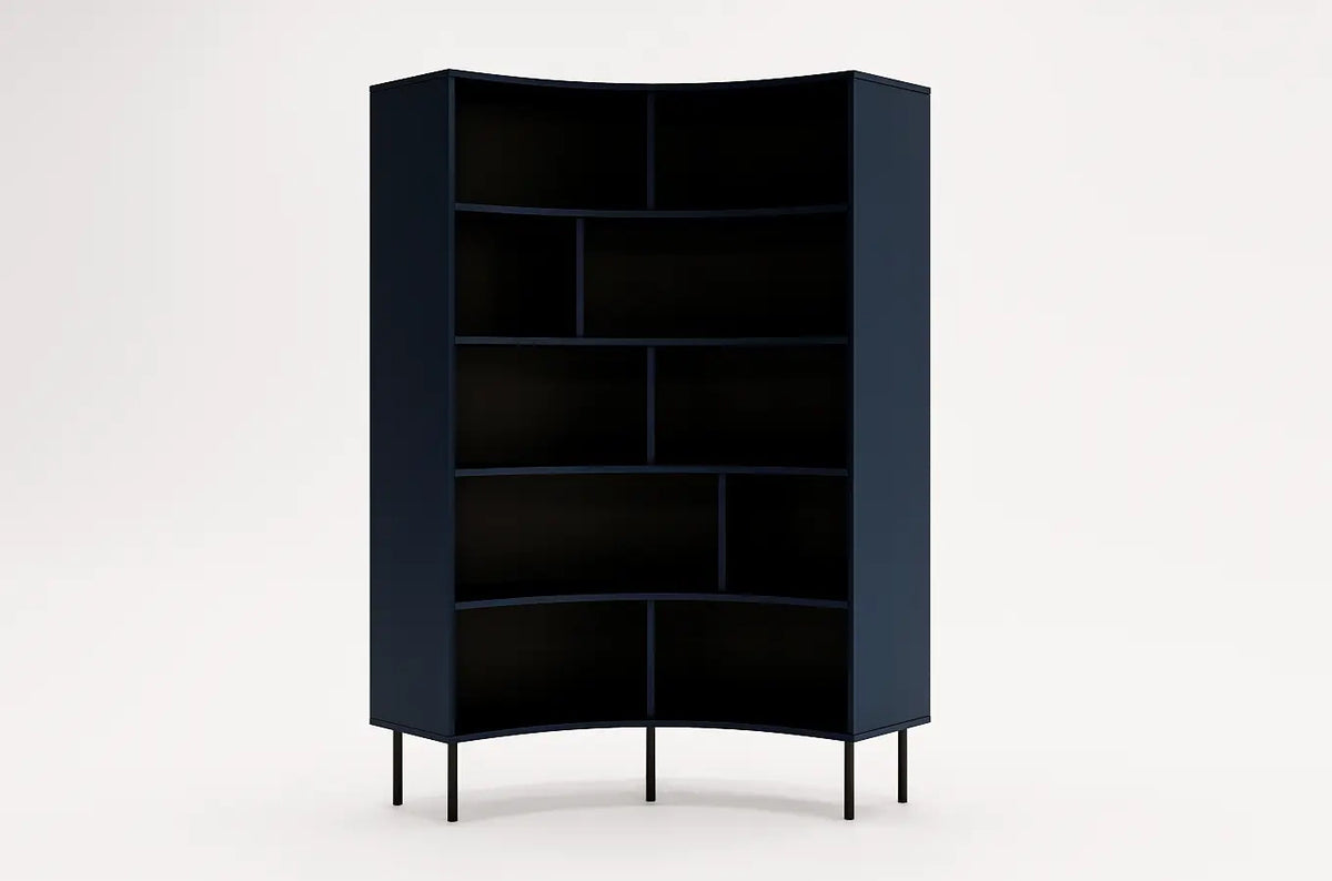 HORN Corner Bookcase 100CM with Black Legs Navy Blue