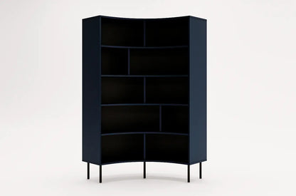 HORN Corner Bookcase 100CM with Black Legs Navy Blue